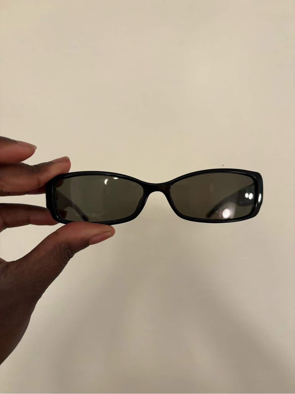Vintage Dior Women's Slim Rectangular Black Sunglasses